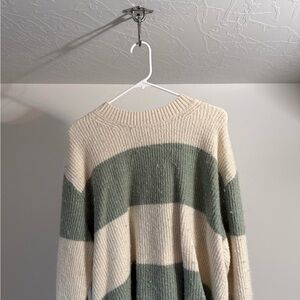 H&M Cream and Green Striped Sweater